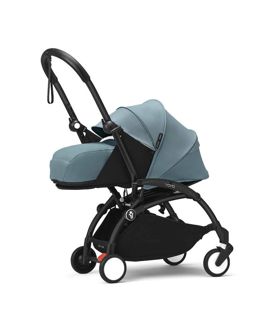 Stokke® YOYO3® 0+ Aqua. Black Frame. Extended Canopy.